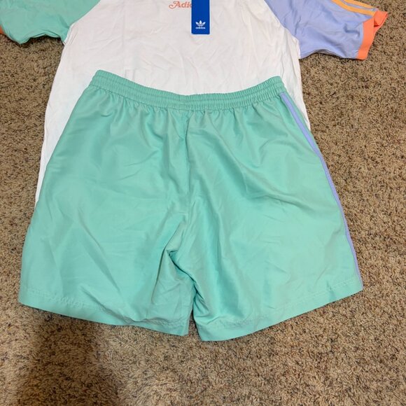 Adidas Originals Enjoy Summer Shorts & Raglan Tee Matching Set Colorblock - Picture 7 of 15